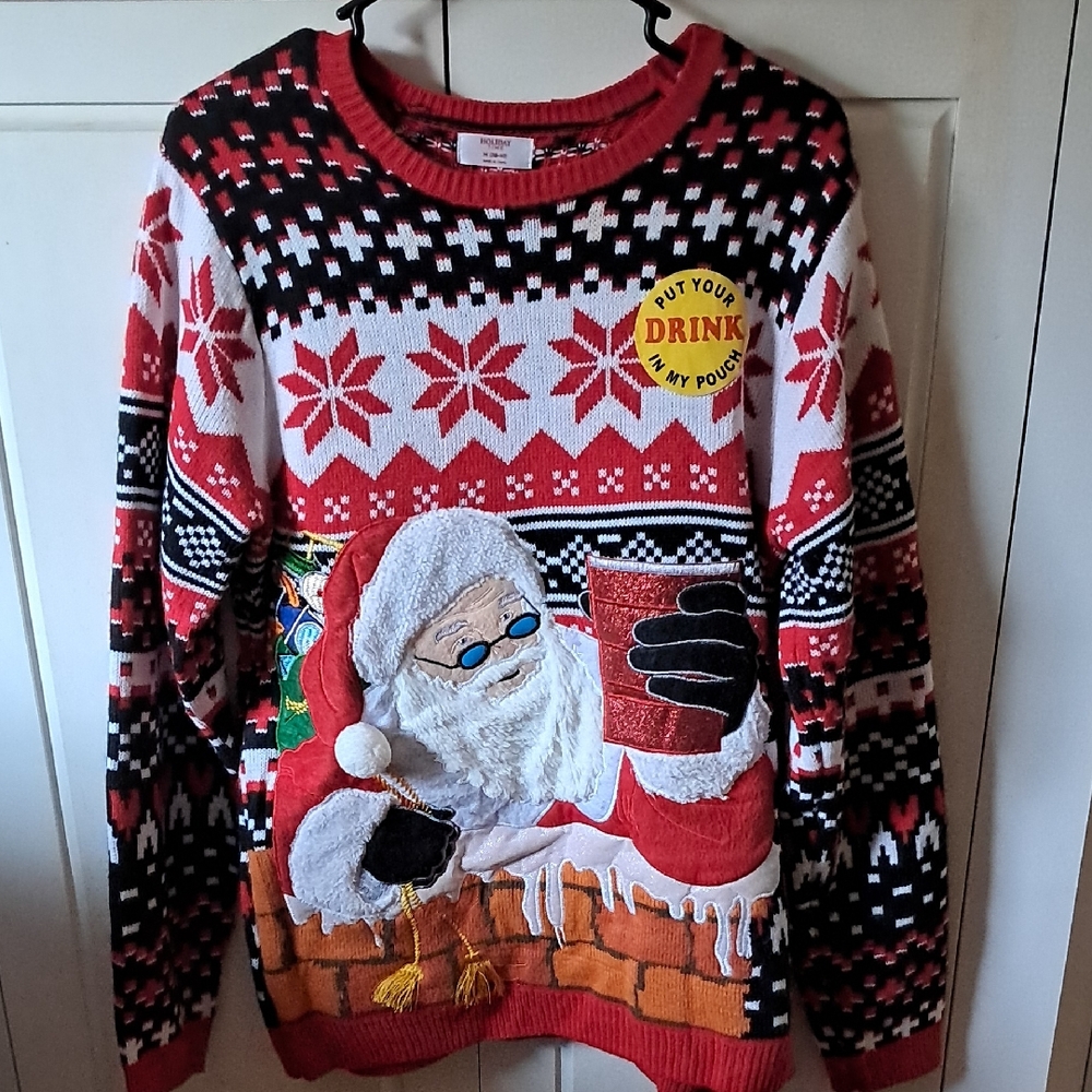 Ugly Christmas Sweater - With Drink Pouch Sz M, NWOT